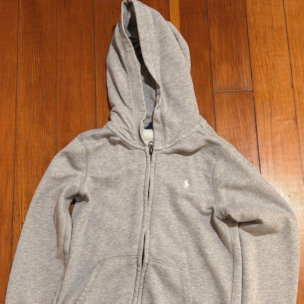 Polo Gray Hooded Sweatshirt  Kids Medium 8/10